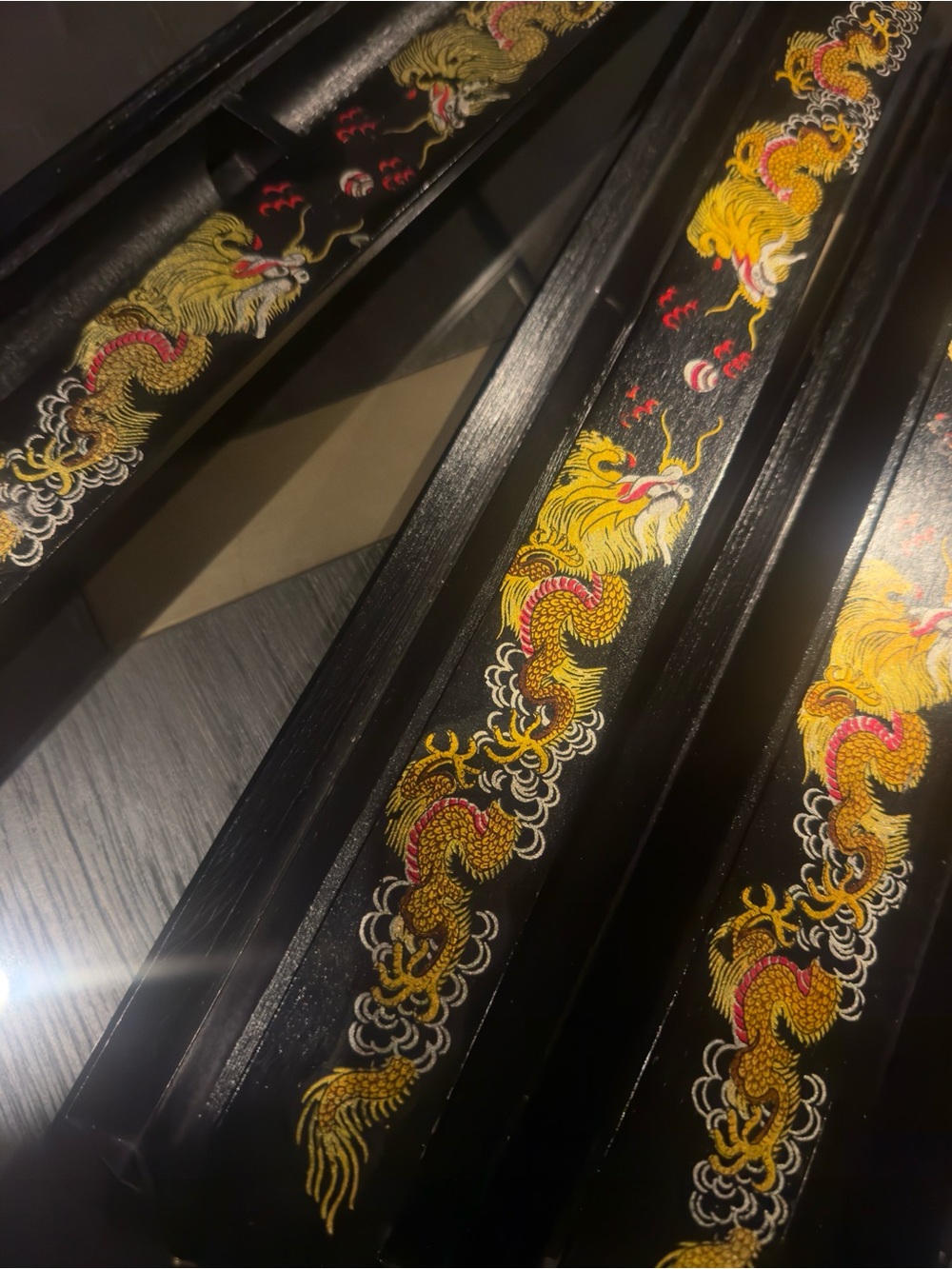Vintage Black  with Gold &  Dragon  Mahjong Racks  Set of 4